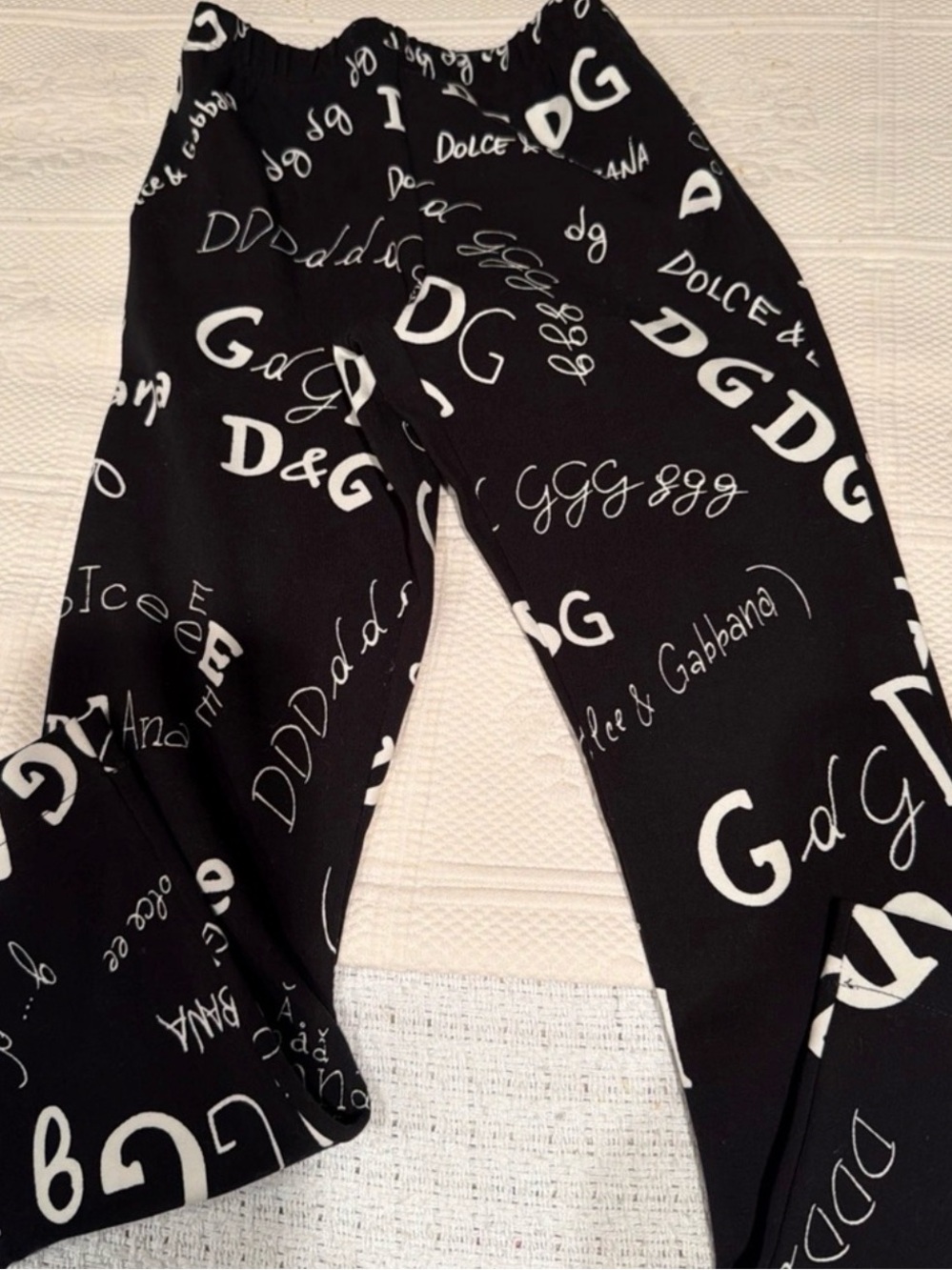 Dolce & Gabbana Kids Black Leggings with White Logo Print